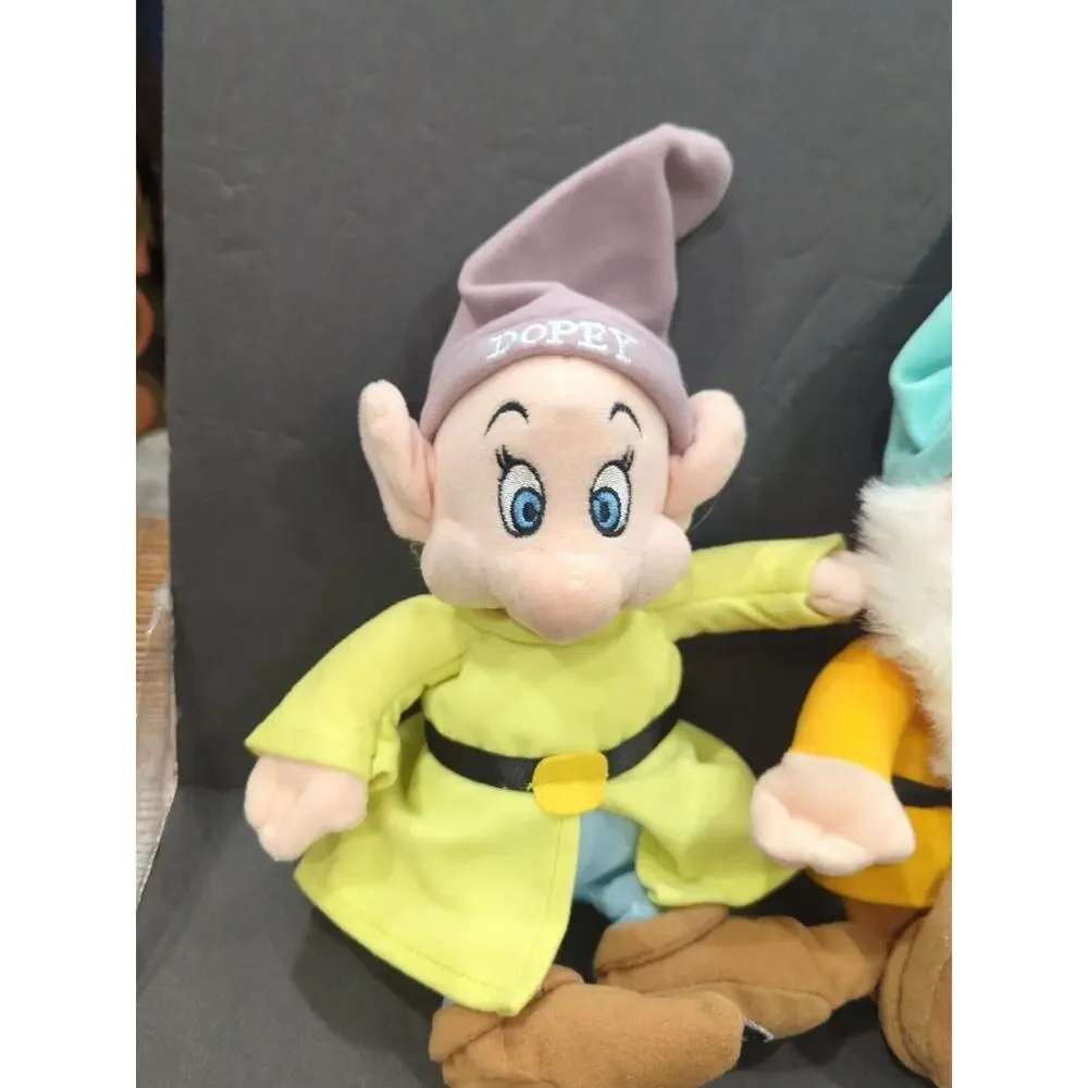 Walt Disney World Plush Mini Beanbag Dopey, Happy, Bashful Dwarfs W/Orig‎ Tag